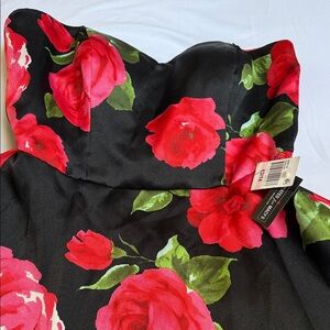 B Darlin Black and Red Floral Prom Dress